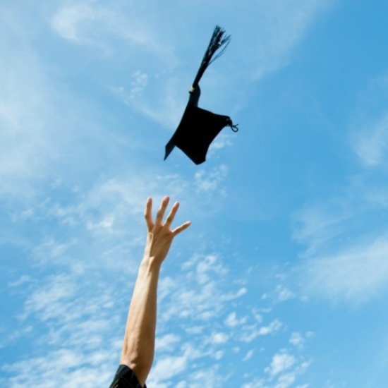 graduation throwing hat
