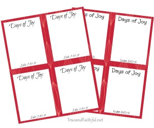 Printable Notes to bring Days of Joy to someone this Christmas!