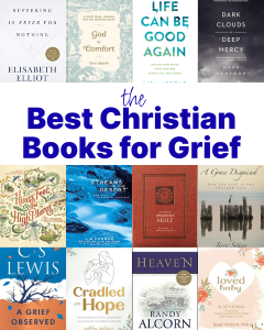 a collage of the best Christian books for grief and loss