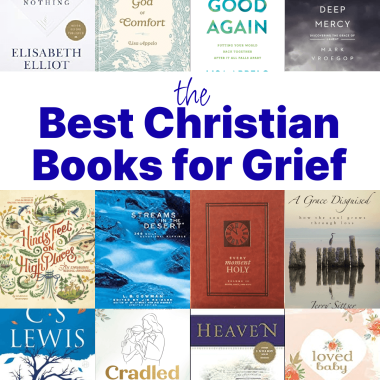 a collage of the best Christian books for grief and loss