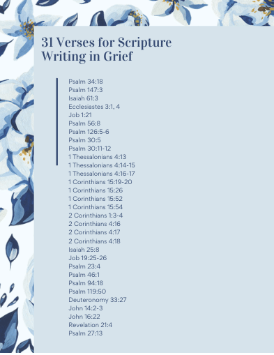 Scripture Writing Plan in Grief